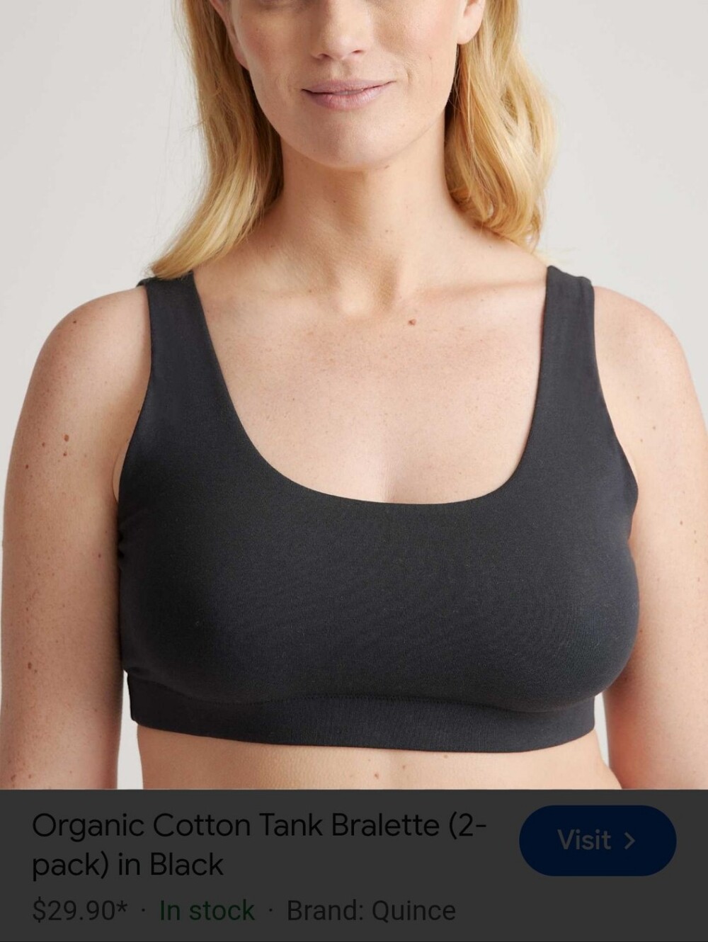 Quince Organic Cotton Tank Bralette 2 Pack - Black
